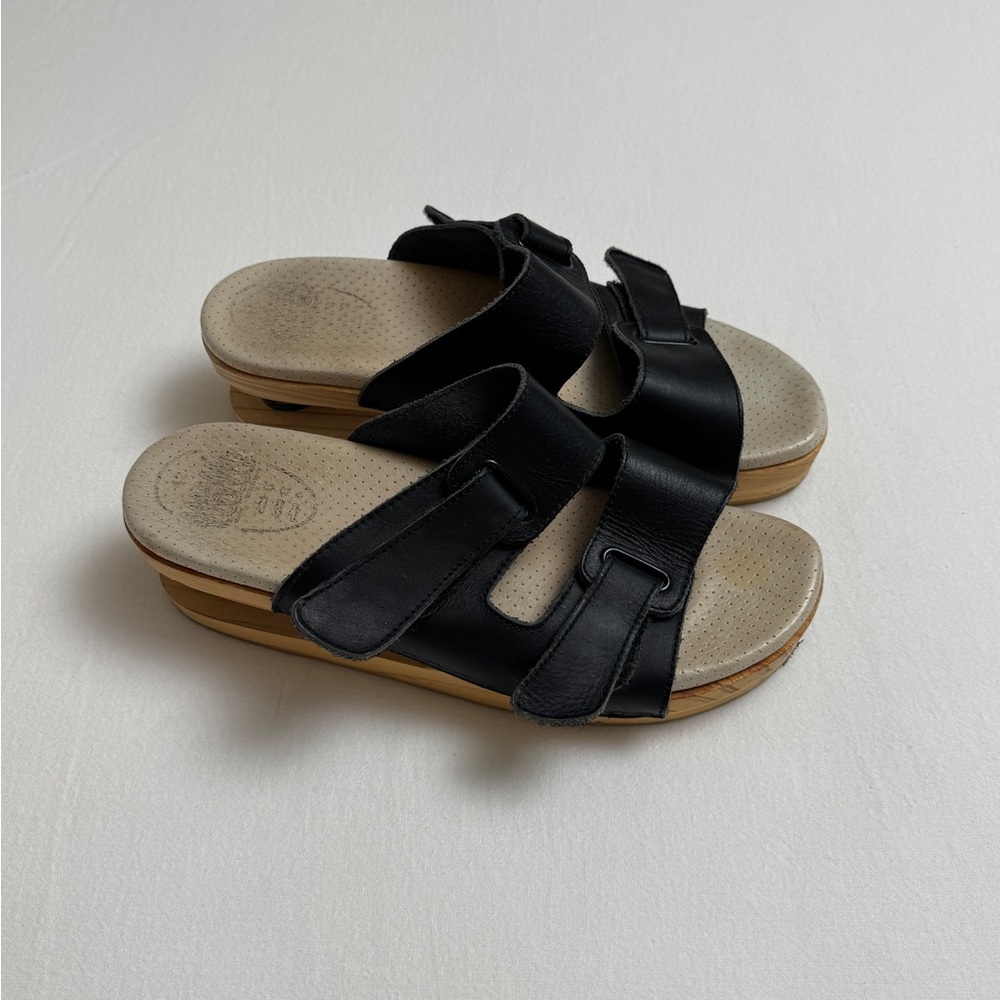 J Rubio Z Coil Platform Spring Black Leather Clogs Sandals Luver Size EU 42 - Picture 4 of 14